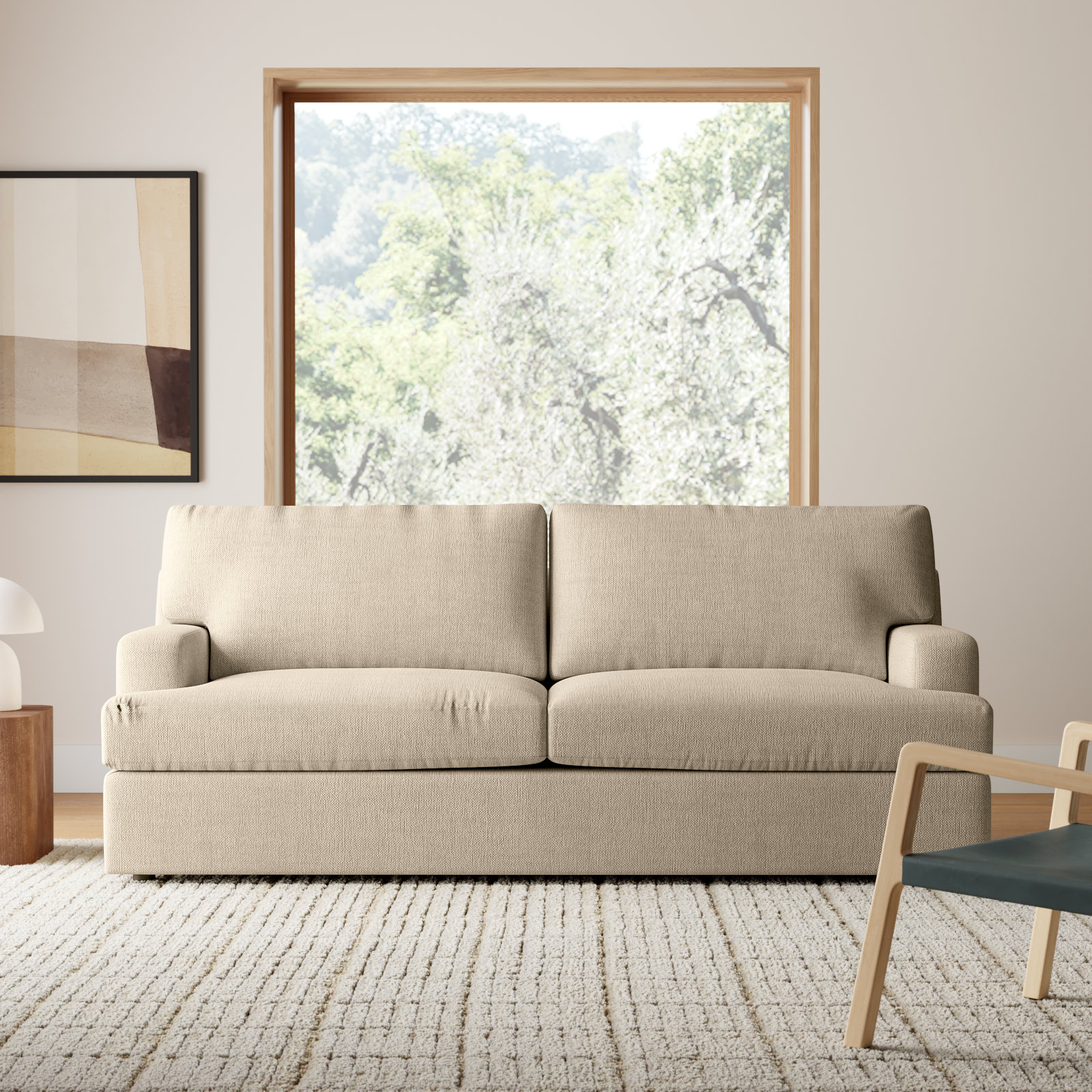 Cleo 84'' Sofa, Nomad Eggshell Crypton® Chenille