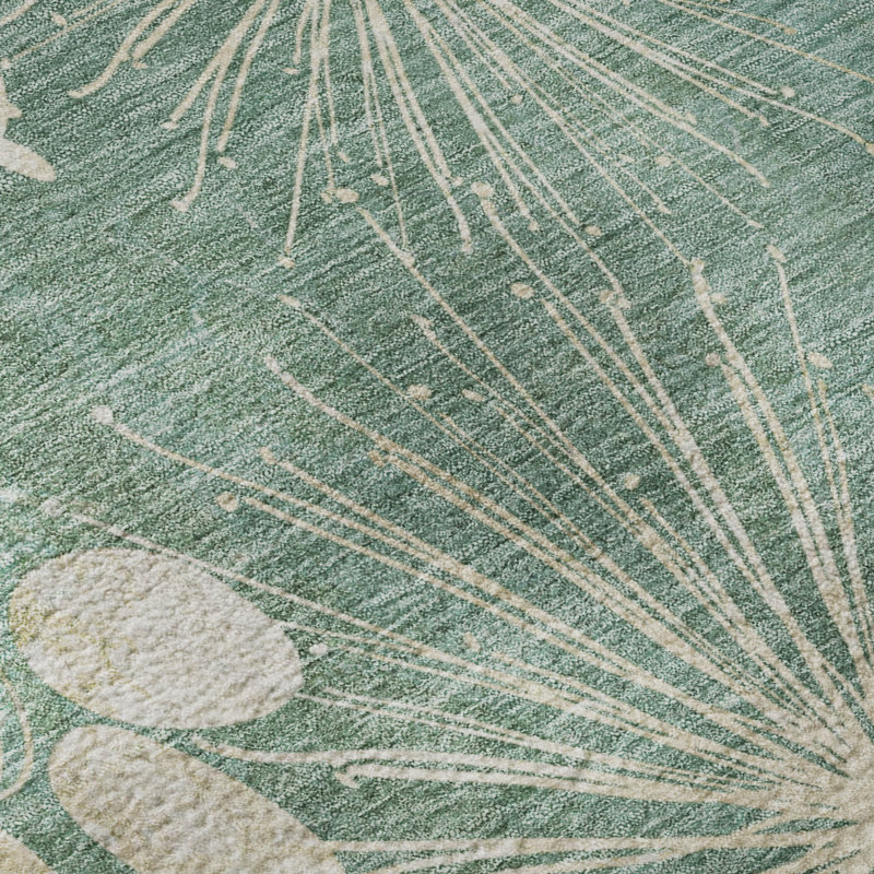 Premium Machine Washable Mayfield AMF2225 Floral Rug, 2'3" x 7'6" Runner, Teal