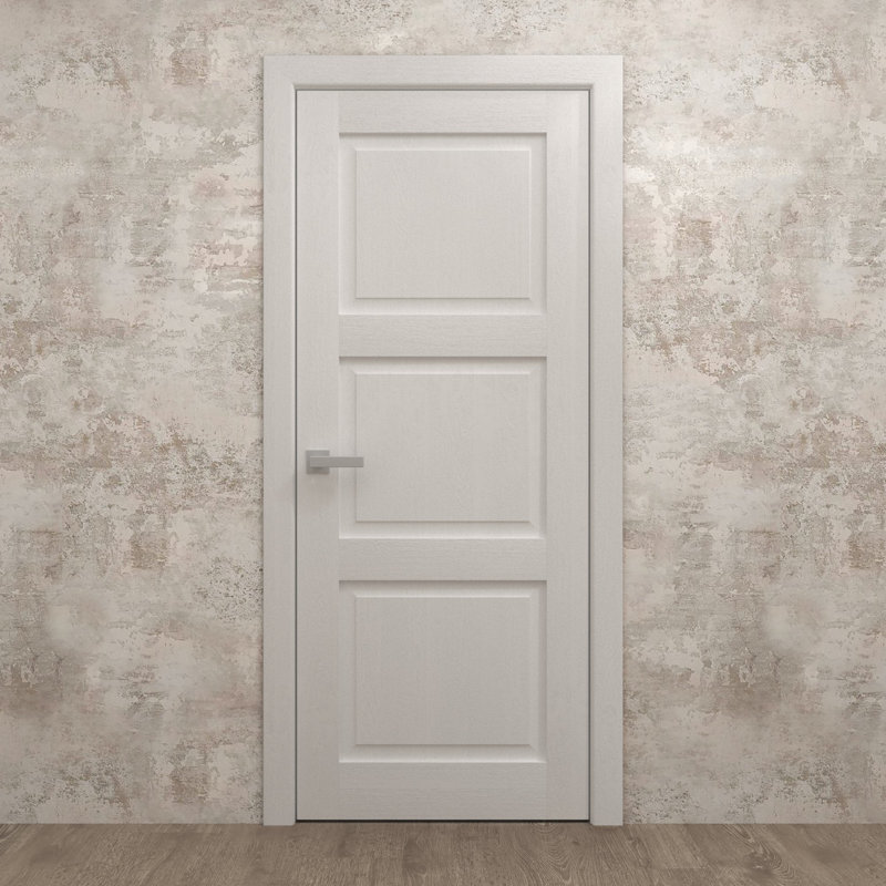 Panneau de porte pleine 42 x 96 pouces Ego 5010, placage en chêne blanc peint, portes coulissantes de style grange pour placard escamotable