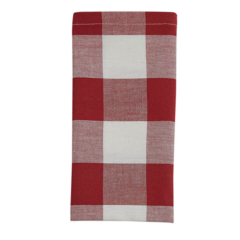  Ensemble de 4 serviettes de table à carreaux rouges et crème Buffalo, Rouge / Crème