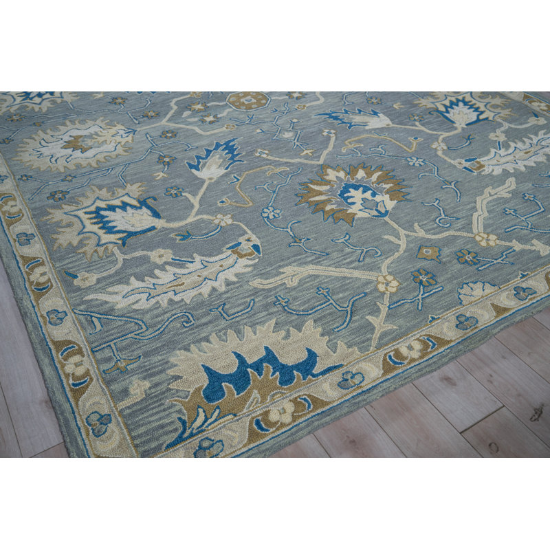 Newport hand-tufted New Zealand Wool Gray/Blue Area Rug, 6'X9'