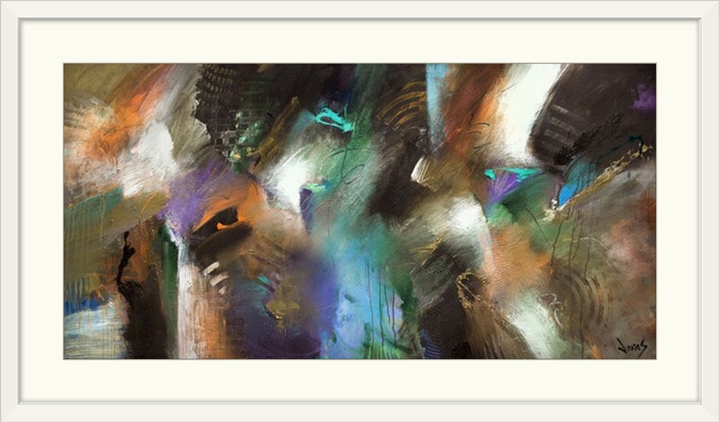 «Frioucheburg Quantum Voyage II» par Jonas Gerard - impression d'art graphique, H 26 po x l 44 po x P 1 po, Cadre blanc