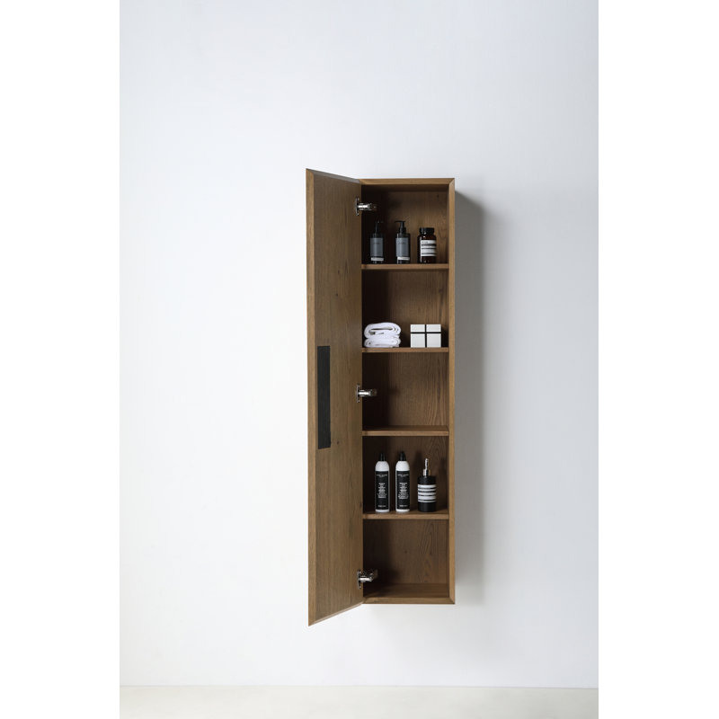 Boler 13" Wall Mounted Side Cabinet, Pecan Oak