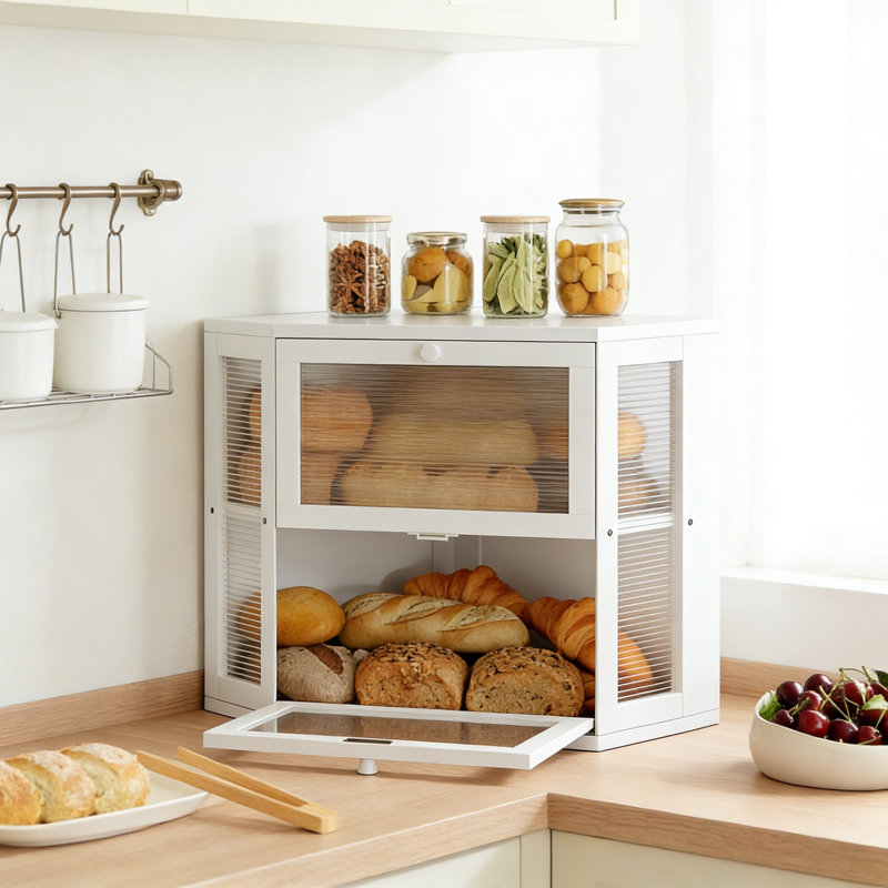 Wood Food Storage Container, White