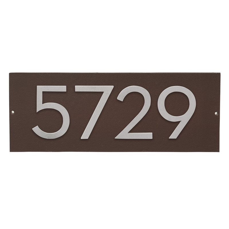 Floating 1-Line Wall Address Plaque, Silver, Roman Bronze, Yes