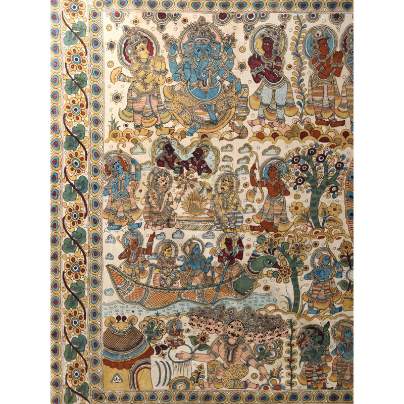 Le Ramayana | Superbe peinture Kalamkari