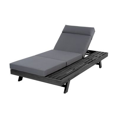 Acacia Wood Lounge Chaise Set with Adjustable Headrest and Water-Resistant Cushions for Outdoor Relaxation