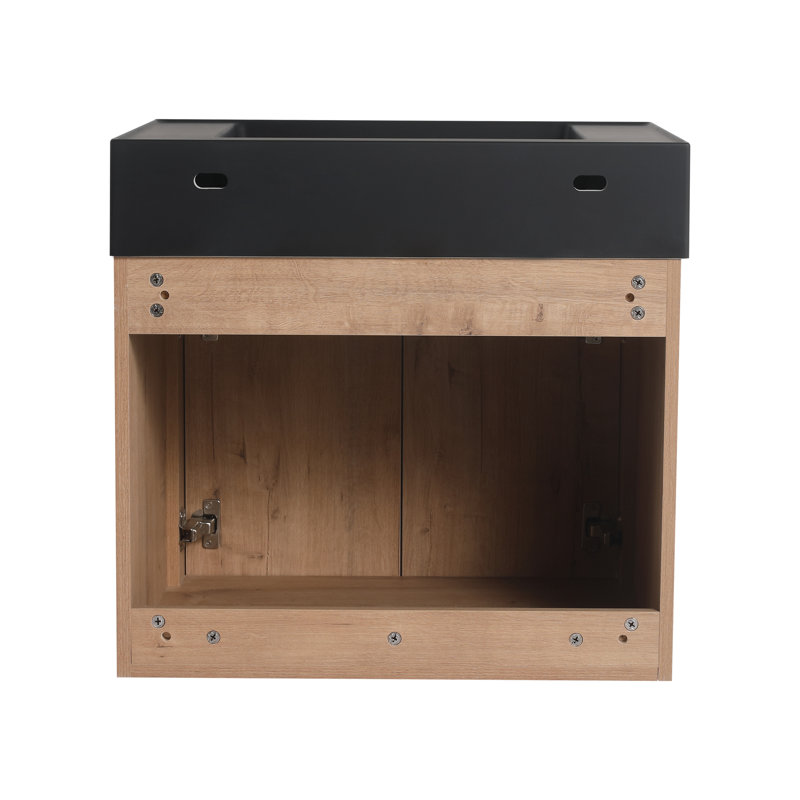Ensemble de meuble-lavabo mural simple 24 po avec plateau en résine Samir et 2 portes à fermeture douce