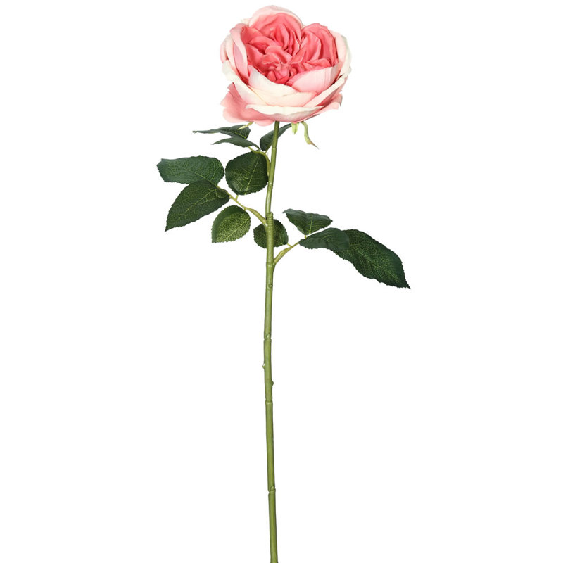 Artificial Open Rose Stem, Dark Pink