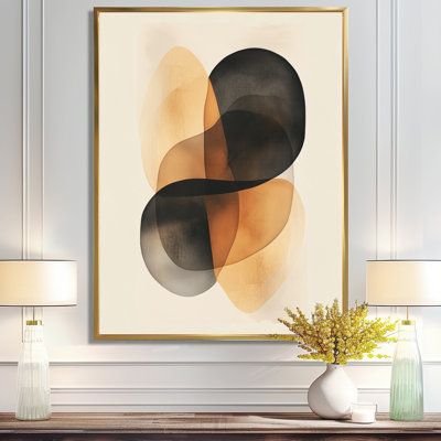 Toile à courbe minimaliste, art mural abstrait brun, Kauhane