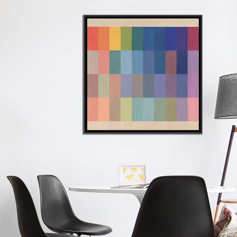 Albree, aquarelle moderne, impression sur toile, H 18 po x l 18 po x P 1,5 po, Toile avec cadre flottant noir, Pas de tapis