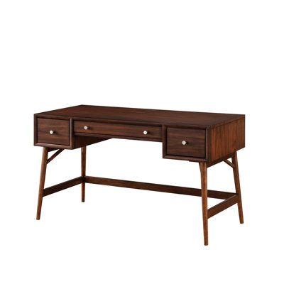 Bureau en bois avec finition brune et placage de noyer pour un espace de travail productif