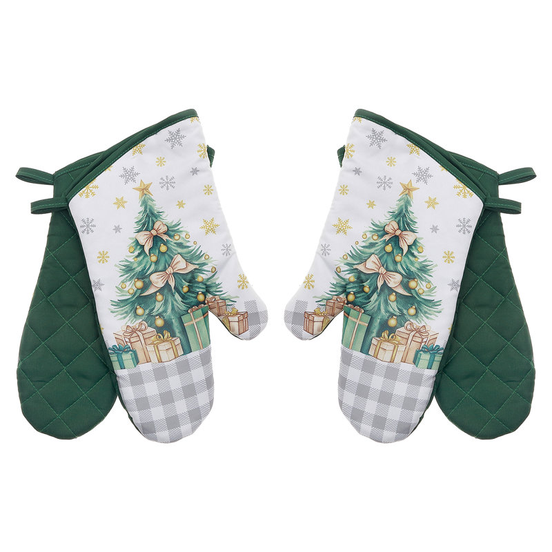 14" Oven Mitts (2Pcs) (Christmas Tree) - Set Of 2