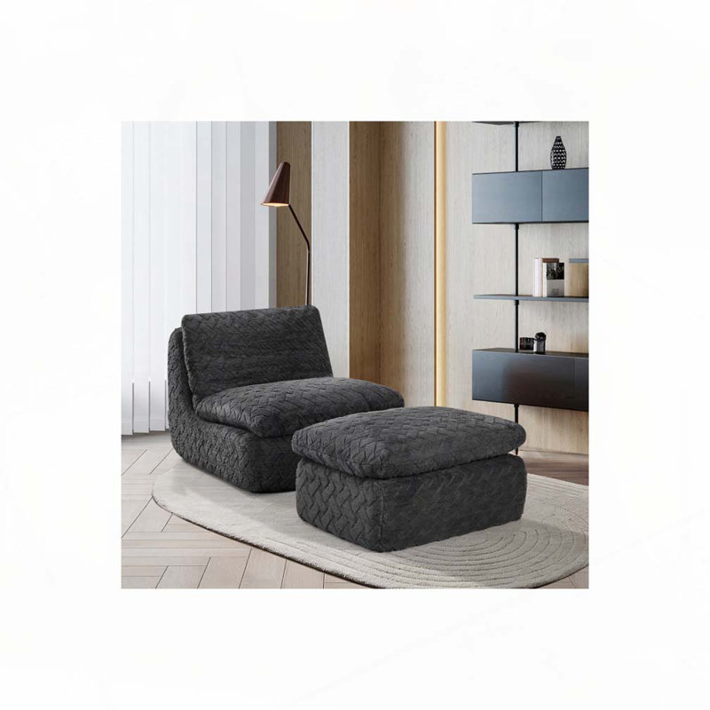 Fauteuil à pleine compression avec repose-pieds pivotant, Noir