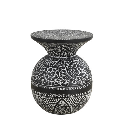 Aaliana Black and White Patterned End Table by Bungalow Rose