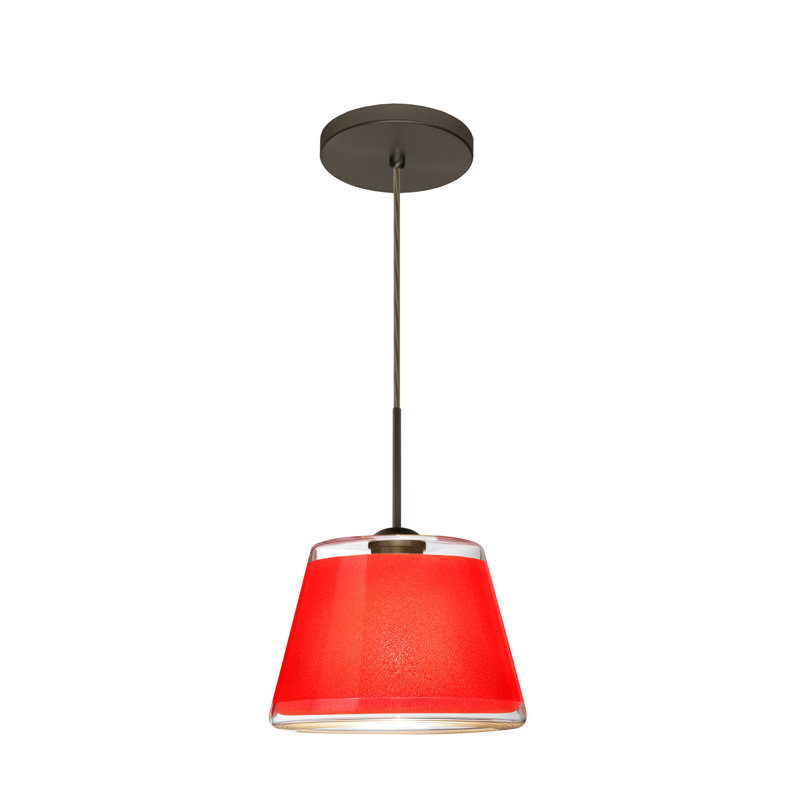 Luminaire suspendu conique à 1 lumière Delaune, Rouge, Bronze brossé