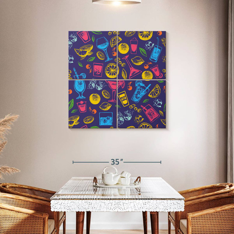 Yarlin Cocktails Illustration, 38" H x 38" W