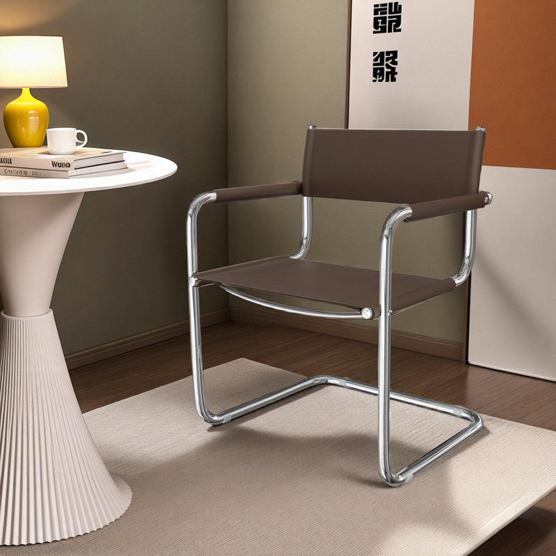 Fauteuil d'appoint en cuir Momei Saddle, Brun