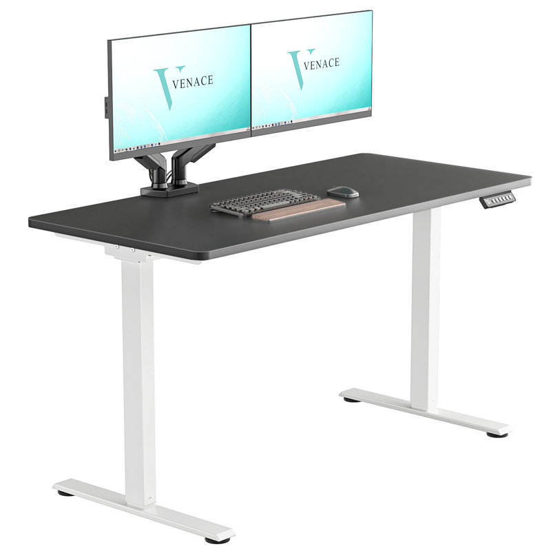 Standing Desk, 46.5" H x 47.24" W x 23.62" D, Black, White