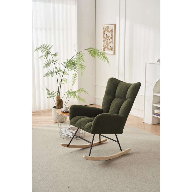 Chaise berçante, chaise de lecture avec pieds en bois massif