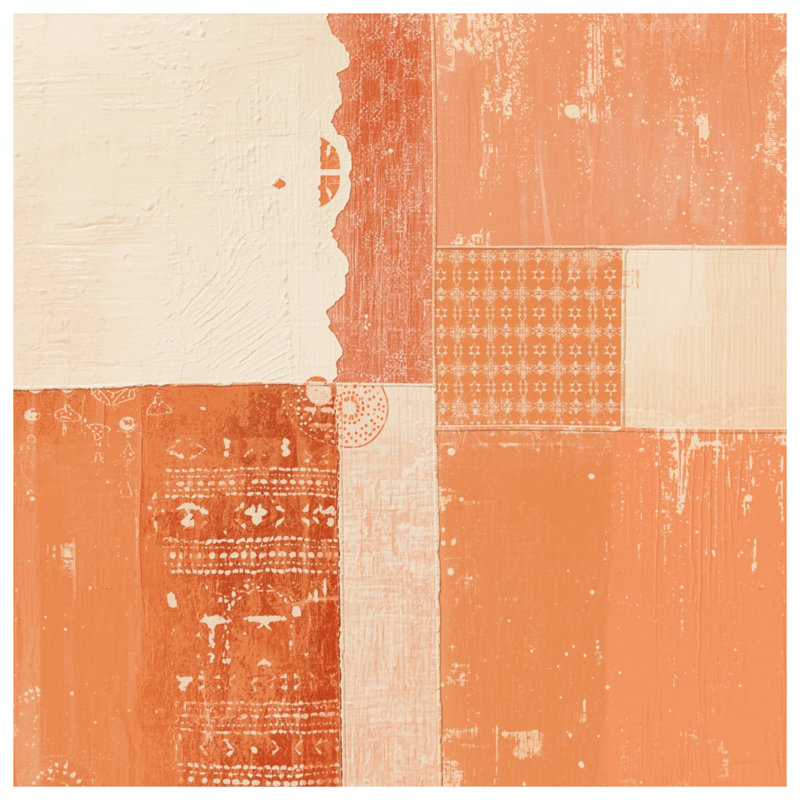 Orange Beige Patchwork Duvet Covers, Queen