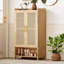 Armoire de rangement pour chaussures 6 niveaux avec 2 portes, tablettes réglables, pieds en bois, étagère à chaussures mince pour entrée, couloir, chêne naturel, hauteur