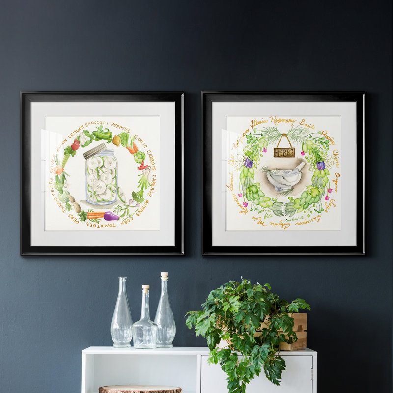 " Canning Season " 2 - Pieces, Black Framed Paper, White, 18.5" H x 18.5" W x 1" D