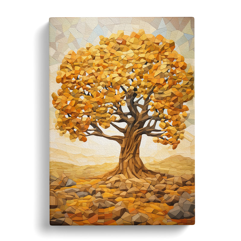 Oak Tree Cubism - No Frame Print, 50cm H x 35cm W x 3cm D