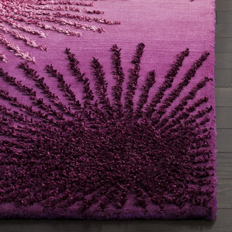 Tapis Amier Floral en laine et viscose, tuftÃ© Ã  la main, Rectangle 6 pi x 9 pi