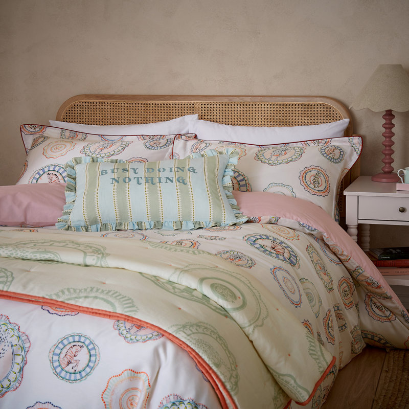Vintage Plates 200Tc Cotton Sateen Cover Set, Kingsize Duvet Cover  + 2 King Pillowcases