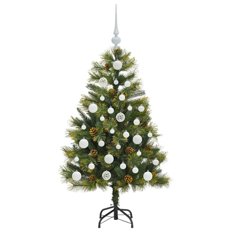 Artificial Hinged Christmas Tree with Cones, 3.94' H, White