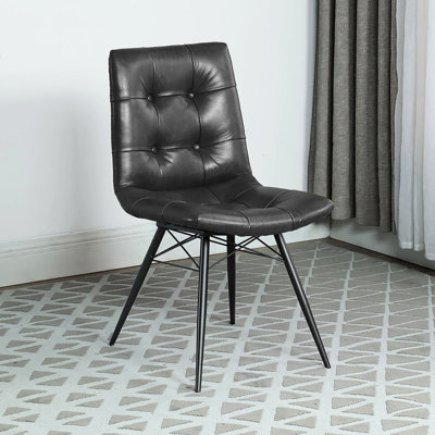 Chaises de salle à manger gris anthracite et bronze à canon de 4 - Style industriel épuré avec dossier ergonomique 4Pcs de style Mid-Century capitonné à boutons courbés