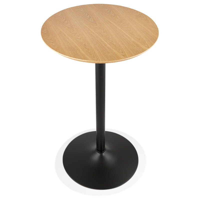 Jeneba Round Metal Base Dining Table, Natural, Black