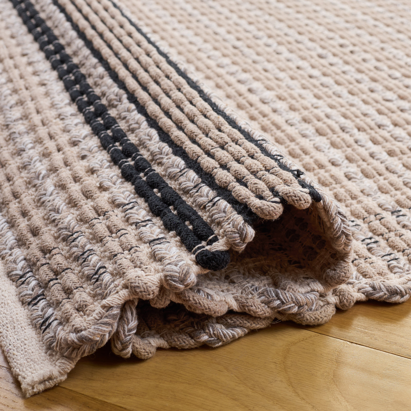 Hand-Woven Striped Cotton Rug, Rectangle 5' x 8'