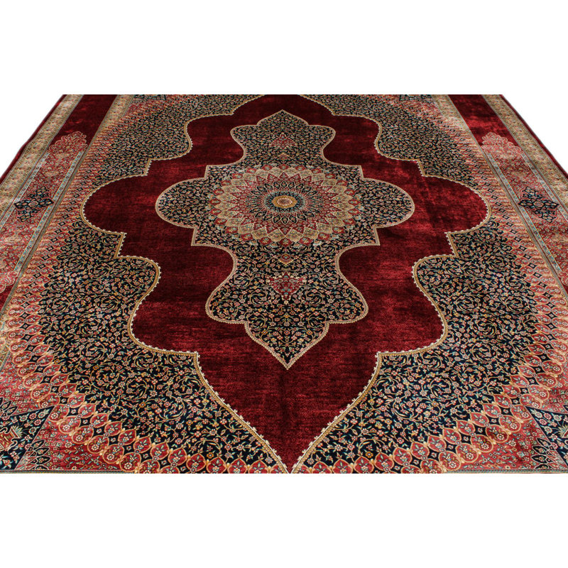 Tapis turc rouge et ivoire 9 x 12