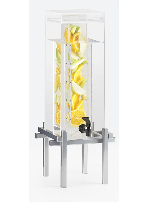 One By One Beverage Dispenser with Infusion Chamber, Silver, 25.5" H x 10.25" W x 10.5" D