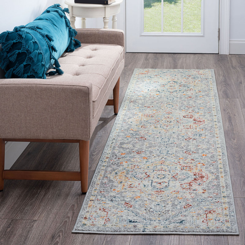 Tapis oriental argenté Habous, Tapis de couloir 2 pi 3 po x 12 pi