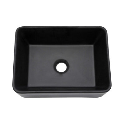16"X12" Black Ceramic Rectangular Vessel Bathroom Sink