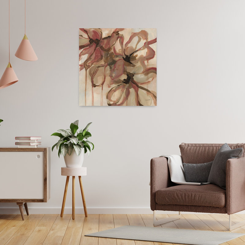 Amelia, art floral abstrait contemporain, H 24 po x l 24 po
