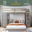 Lit superposé simple au dessus d'un lit double avec tablettes à 3 niveaux, tiroirs et escalier de rangement-1459793050