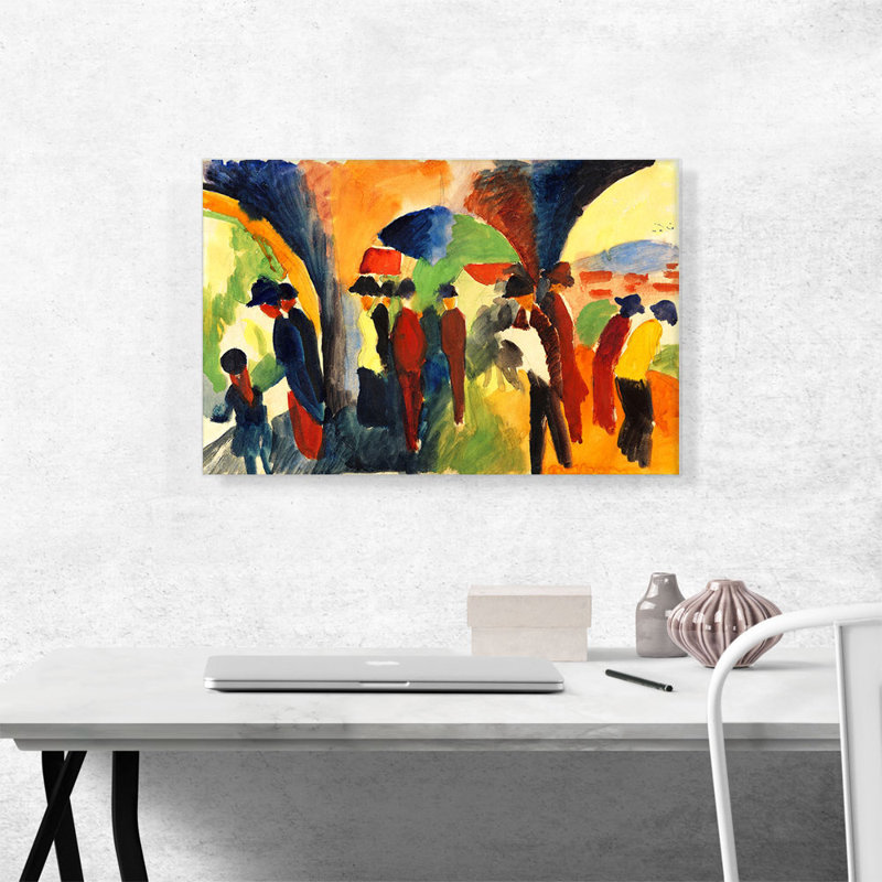 «Unter Den Lauben Bon Thun 1913» par August Macke, reproduction sur toile tendue, H 18 po x l 26 po x P 1,5 po