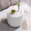 Table basse ronde moderne mobile avec roulettes, 2 tiroirs, plateau en marbre fritté à motif marbré-132157408