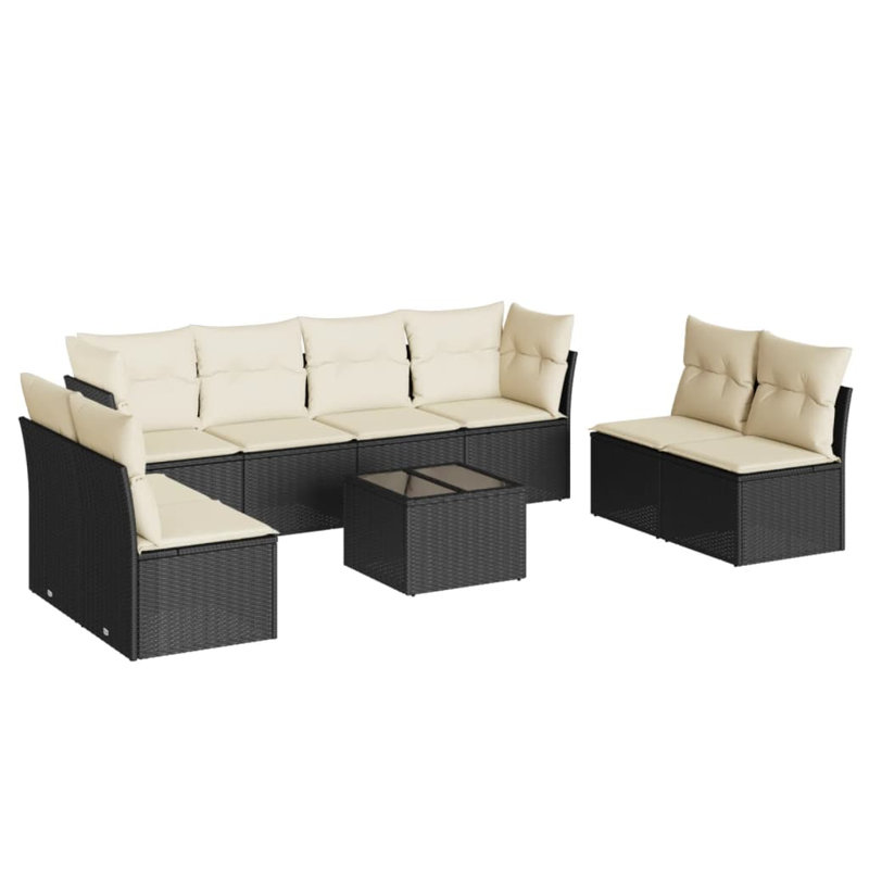 Ensemble de canapé de jardin, Sans objet, Noir