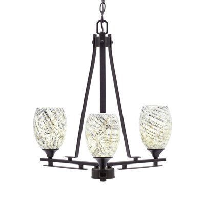 Lustre 3 lumières Uptowne illustré en finition granit foncé avec verre de fusion naturel de 5 po