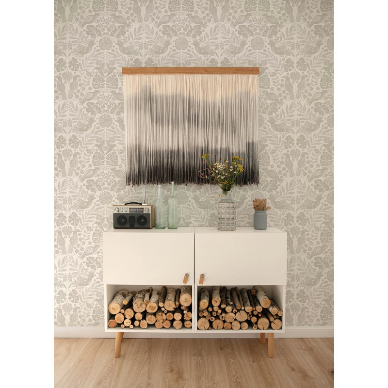 Double rouleau floral Pomona, Gris colombe