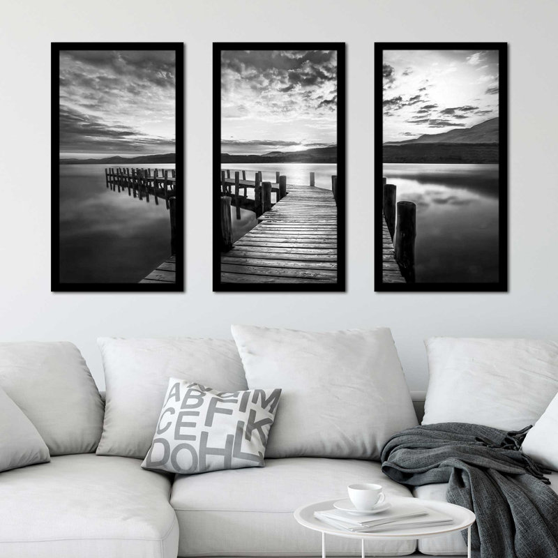 «Evening Dock» par Mike Calascibetta - Photographie de cadre 3 pièces, L 40,5 po x H 25,5 po x P 1 po
