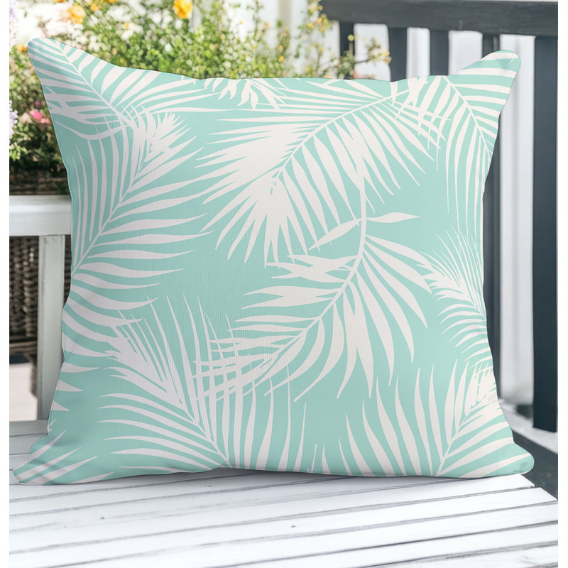 Coussin décoratif d'extérieur Waving Palms, Comme neuf, Carré 16 po
