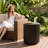 Outdoor Cooler Side Table, 2-in-1 Insulated Patio Ice Bucket & Beverage Bar with Hook-On Lid, All-Weather Vertical Stripe Drink Cooler for Poolside, Deck & Backyard Parties, Black-111066862-126560348