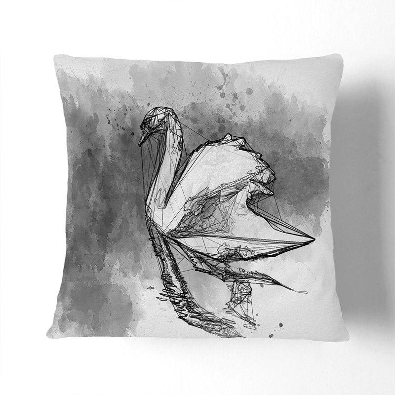 Swan Cushion with Filling, 55cm H x 55cm W x 20cm D