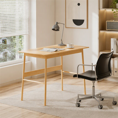Bureau d'ordinateur moderne en bambou avec cadre renforcé pour le bureau à domicile et la configuration du poste de travail (seul le bureau inclut)